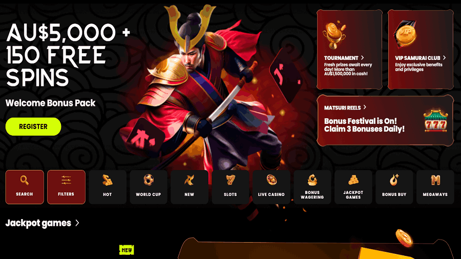 Spin Samurai Casino $5 dollar offer
